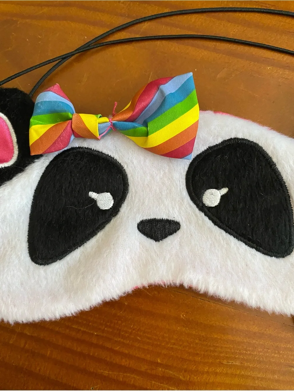 *NWT* Justice White Panda Plush Eye Mask with Rainbow Bow